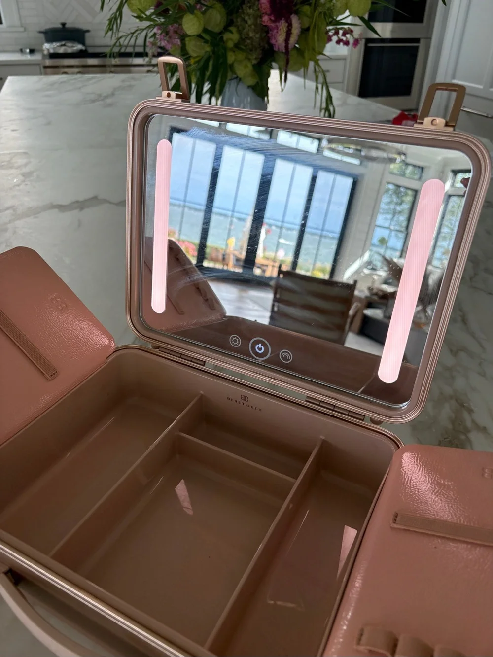 Beautifact Box Quilted Hard Case Makeup Organizer in Rose Gold